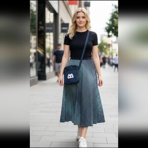 Striped Blue and Black Women's Skirt